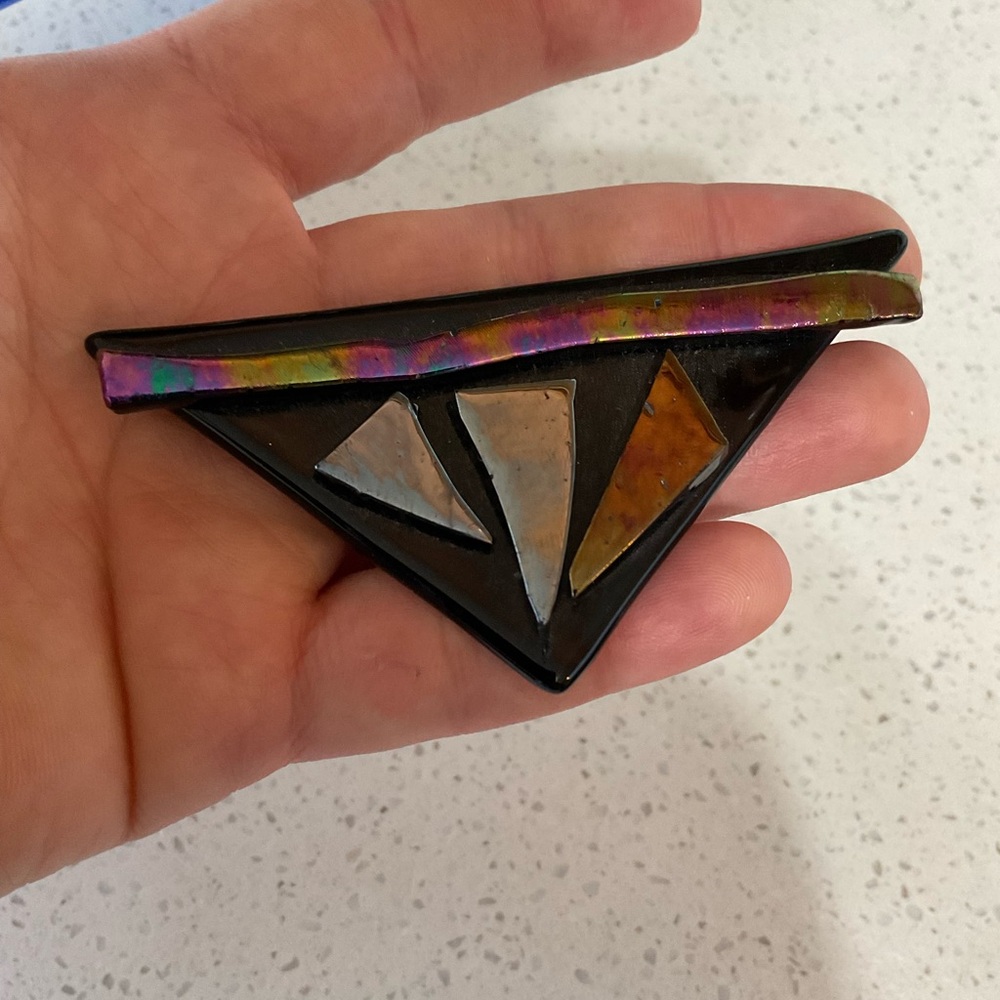 Geometric Black and Multicolor Brooch